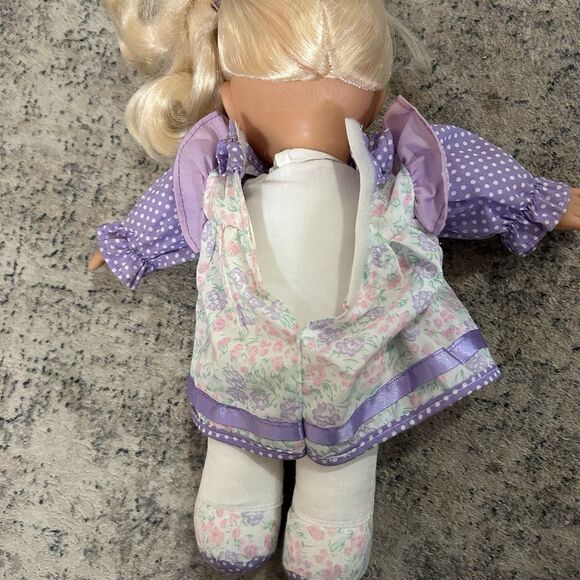 Vintage Simba My Love 90’s Baby Doll Open Close Eyes Blonde Purple Floral READ - Picture 5 of 12
